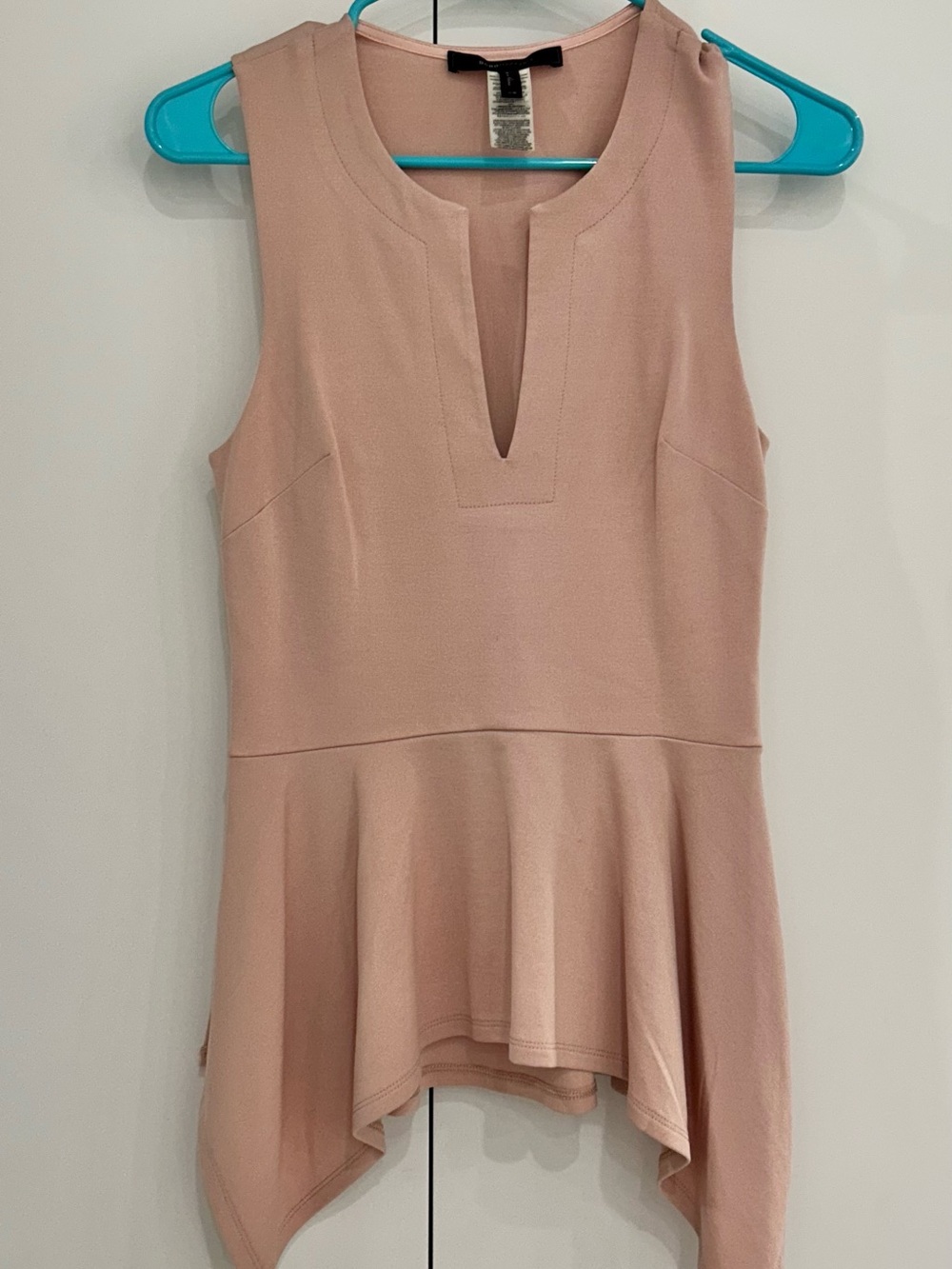 Sleeveless Peplum V-Neck Top - Blush Pink